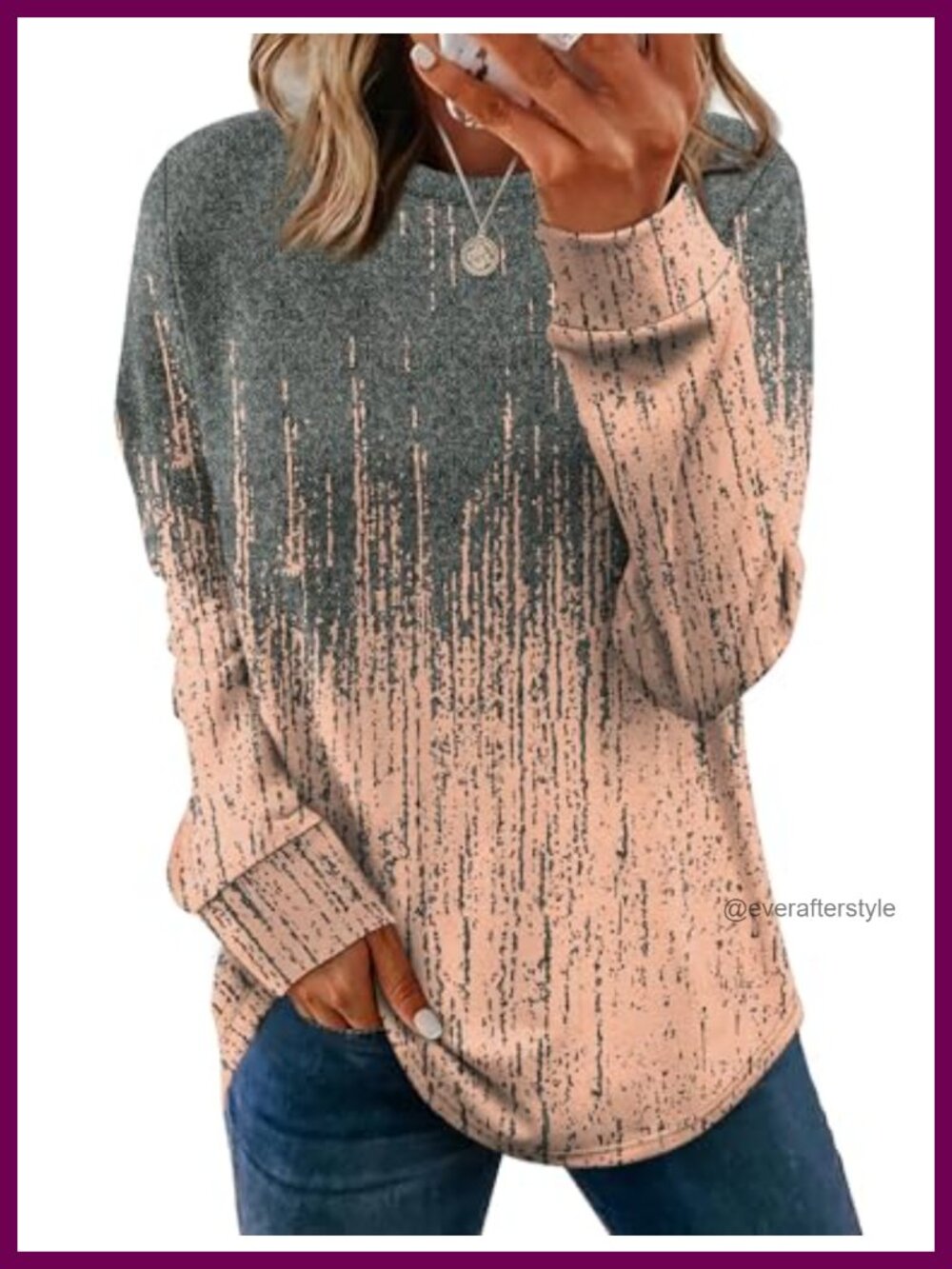 WIHOLL Women's Crewneck Sweatshirt Long Sleeve Curved Hem Lightweight Pullover